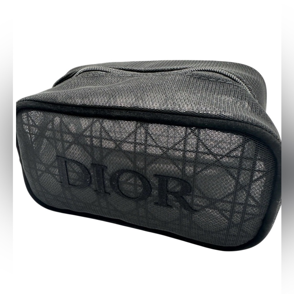 New in Bag Dior Black Double Mesh GWP Tote & Pouch Set Velour Dior & Handles - Picture 7 of 11